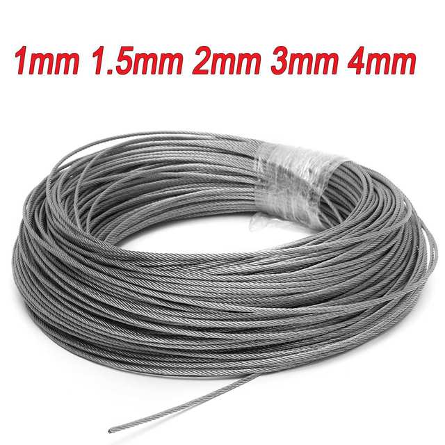 50m/100m 304 Stainless Steel Wire Rope Soft Fishing Lifting Cable 7*7  Clothesline 1mm/ 1.5mm/2mm - Lifting Wire Rope - AliExpress